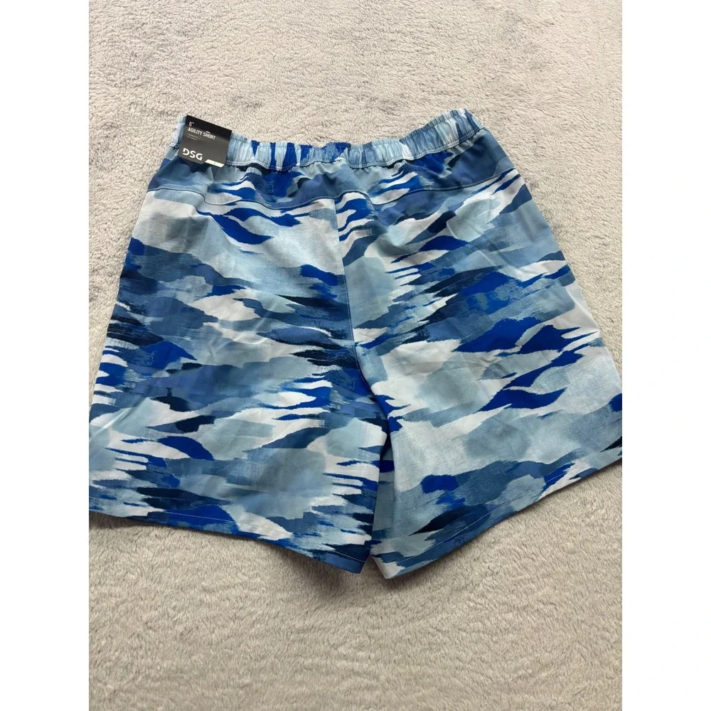 DSG Men's Agility Woven 6 Inch Inseam Athletic Shorts Blue Camo‎ Size S